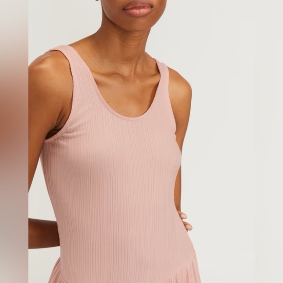 NWT Everlane The Rib Soft Knit Scoop Neck Sleeveless Tank Dress Petal Pink Large - Picture 3 of 16
